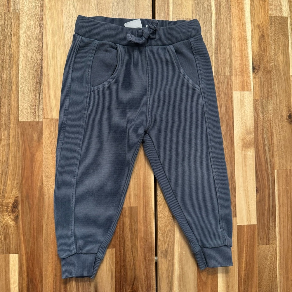 Zara Kids Ribbed Knit Joggers Slate Blue Toddler‎ Pants 18-24 Months